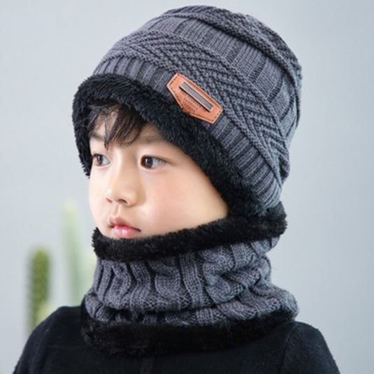 Men's winter hat and scarf, warm in winter, made of wool, two layers. all colors