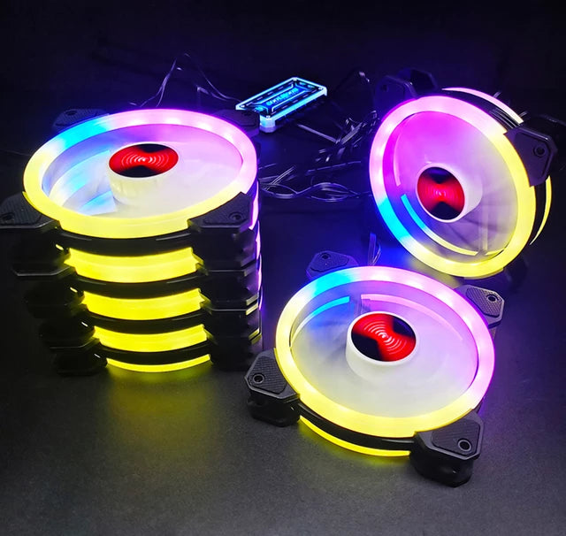 Load image into Gallery viewer, 120mm PC Computer Case Fan Cooling Cooler 6PIN Adjustable RGB Led 12cm Mute Ventilador 5V DC ARGB Fans Adjust Speed Aura Sync
