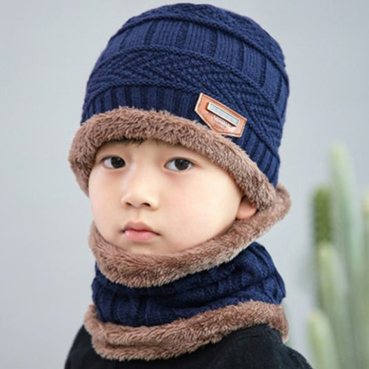 Men's winter hat and scarf, warm in winter, made of wool, two layers. all colors