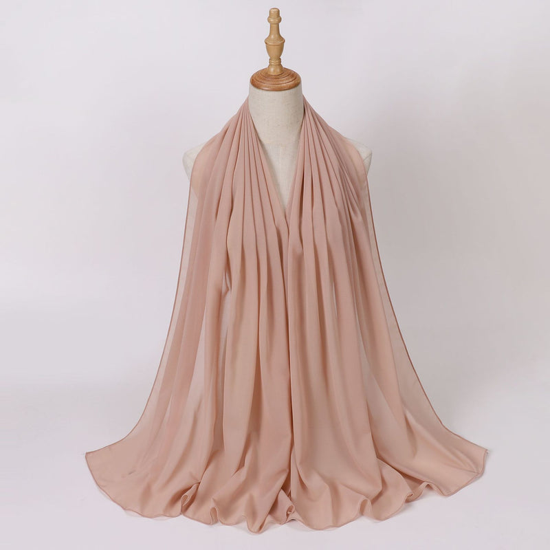Load image into Gallery viewer, Chiffon scarf and hijab for Muslim women smooth with turban all  colors
