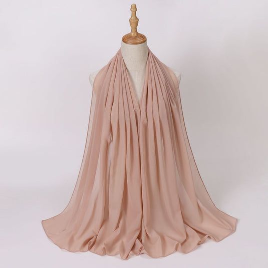 Chiffon scarf and hijab for Muslim women smooth with turban all  colors