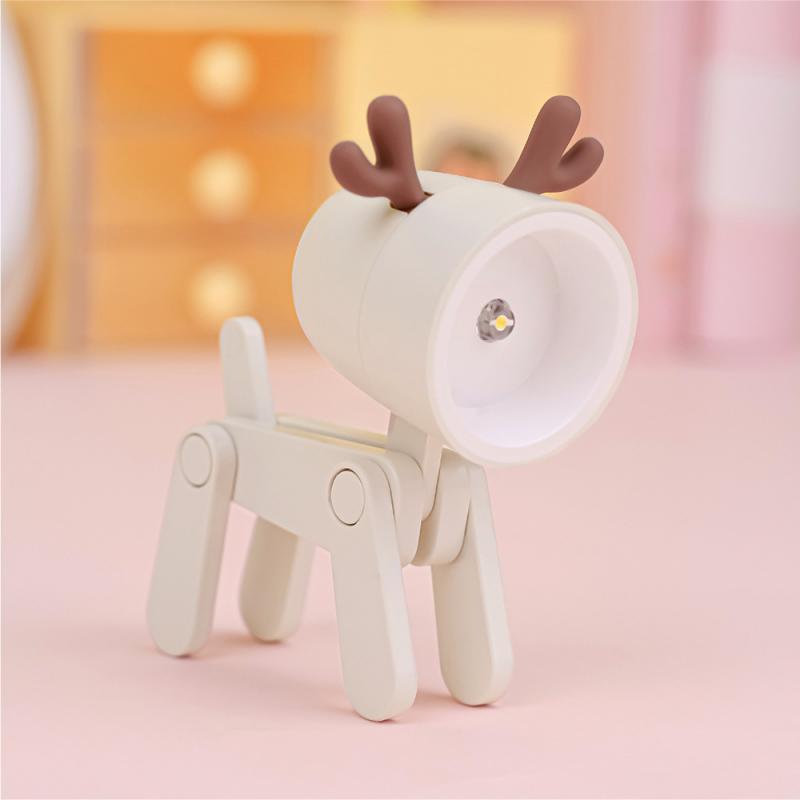 Load image into Gallery viewer, LED Night Light Mini Folding Desk Lamp Cute Pet Lights Dog Deer Dinosaur Flower Portable Night Light Student Living Room Decor
