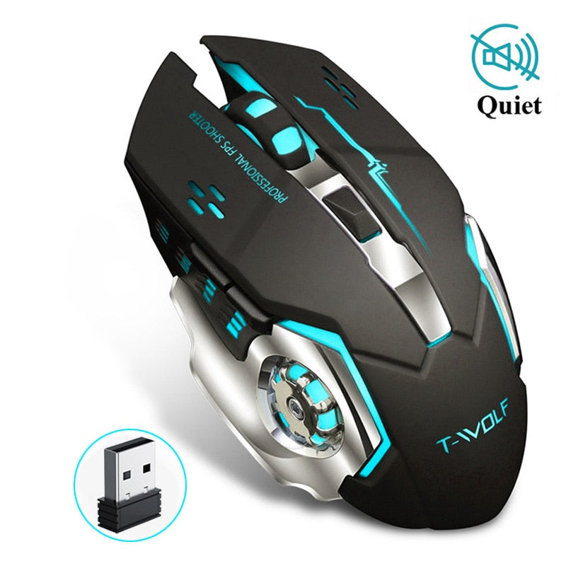 Load image into Gallery viewer, Mouse Gamer 2.4GHz 1600DPI Connect to be wired via bluetooth cool rgb lights
