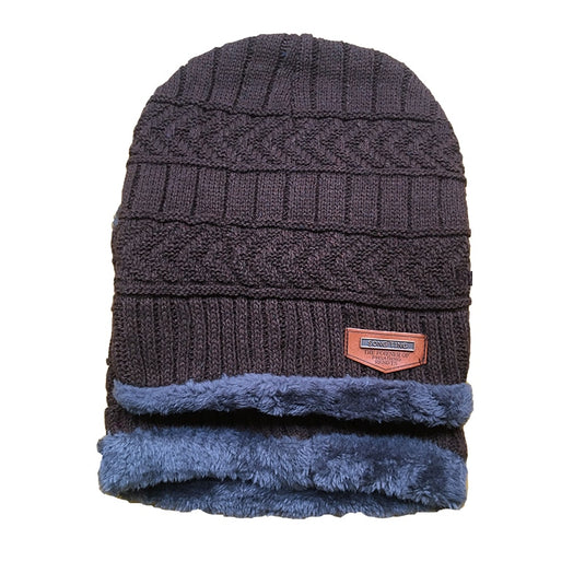 Men's winter hat and scarf, warm in winter, made of wool, two layers. all colors