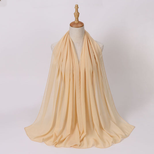 Chiffon scarf and hijab for Muslim women smooth with turban all  colors