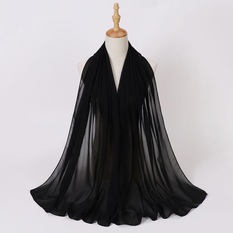 Load image into Gallery viewer, Chiffon scarf and hijab for Muslim women smooth with turban all  colors
