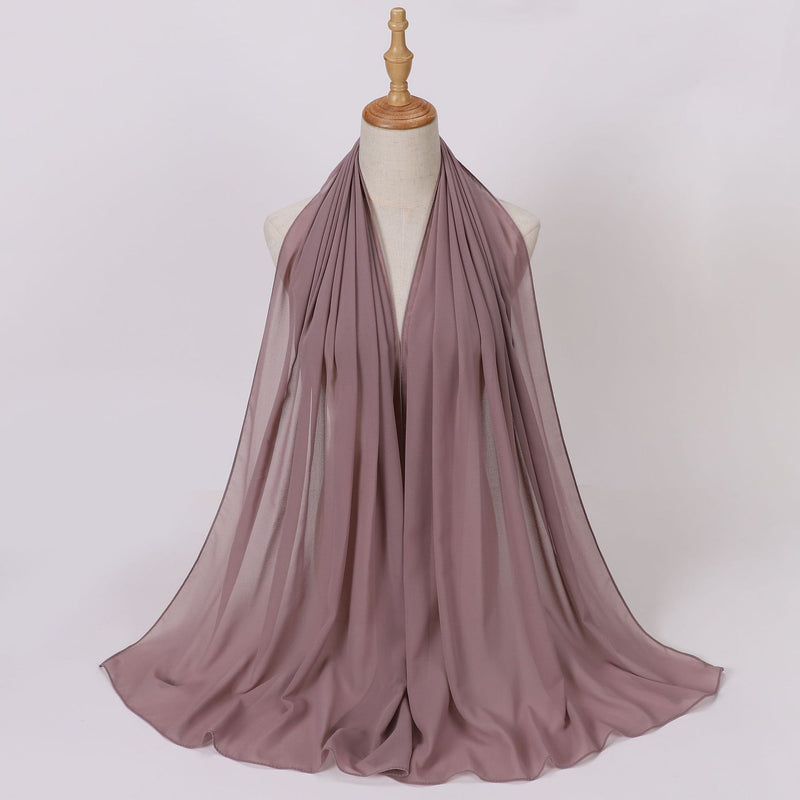 Load image into Gallery viewer, Chiffon scarf and hijab for Muslim women smooth with turban all  colors
