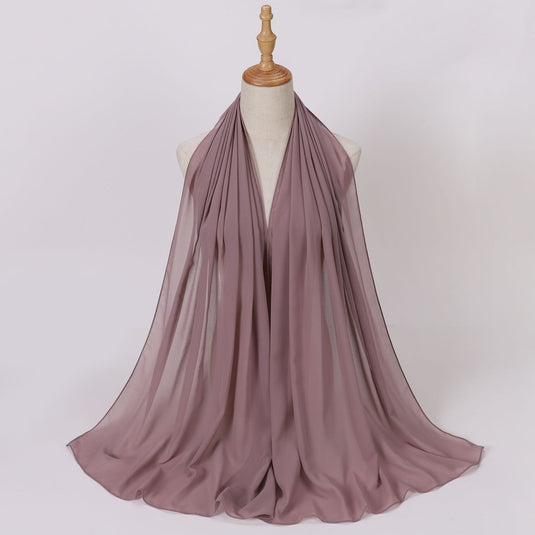 Chiffon scarf and hijab for Muslim women smooth with turban all  colors