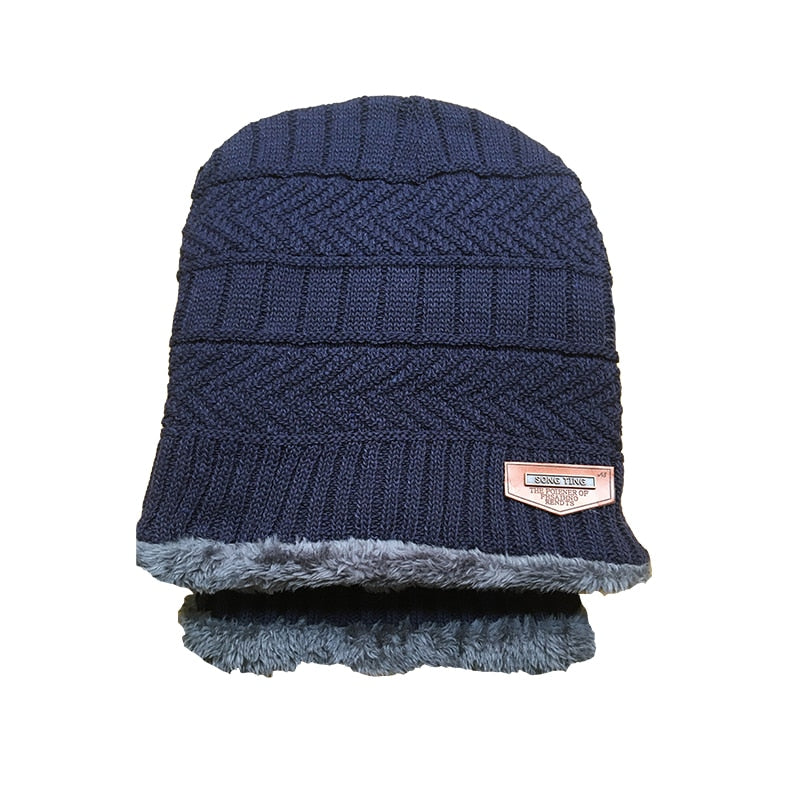 Load image into Gallery viewer, Men's winter hat and scarf, warm in winter, made of wool, two layers. all colors
