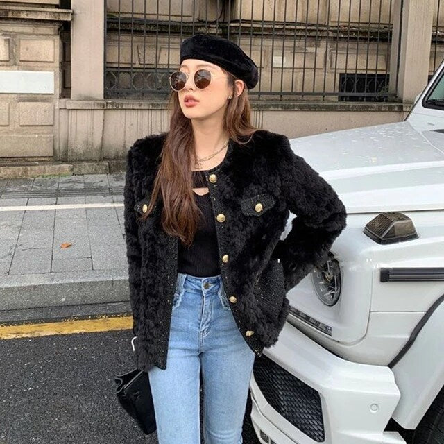 Load image into Gallery viewer, Korean women's short coat Made of warm fur for the winter and out on the street. all sizes
