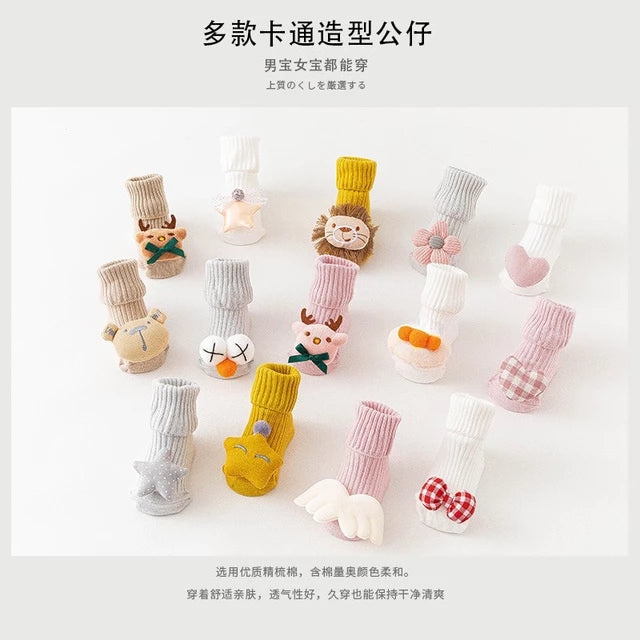 Load image into Gallery viewer, Newborn baby socks. soft cotton anti slip cute animal shapes
