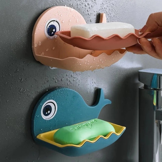 Wall-mounted soap dish for the bathroom or kitchen in the shape of a whale to complete the elegance of the house
