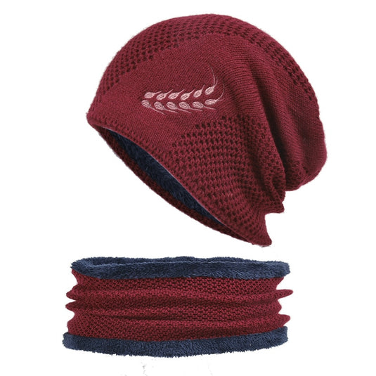 Men's winter hat and scarf, warm in winter, made of wool, two layers. all colors