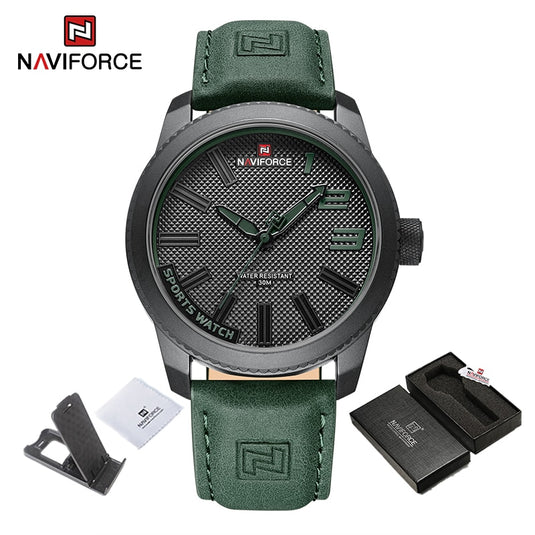 Luxury men's watch 2022NAVIFORCE Water Resistant, Shock Resistant Green Clock