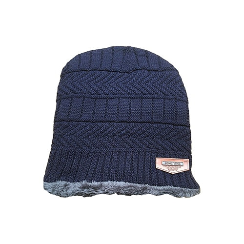 Men's winter hat and scarf, warm in winter, made of wool, two layers. all colors