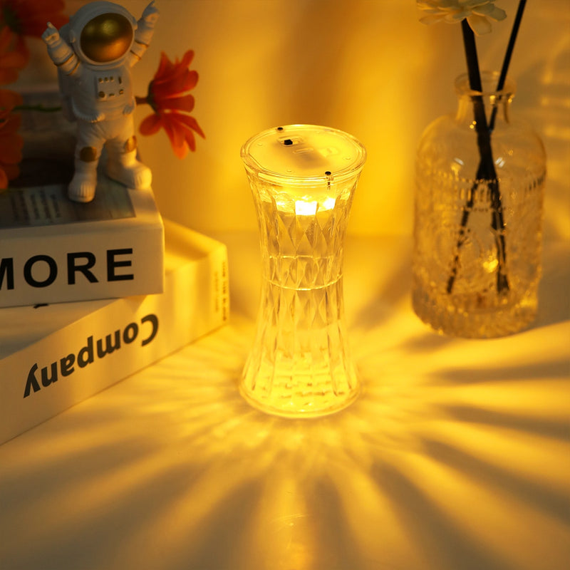 Load image into Gallery viewer, LED bedroom night lamp, made of crystal, works with USB and touch diamond light
