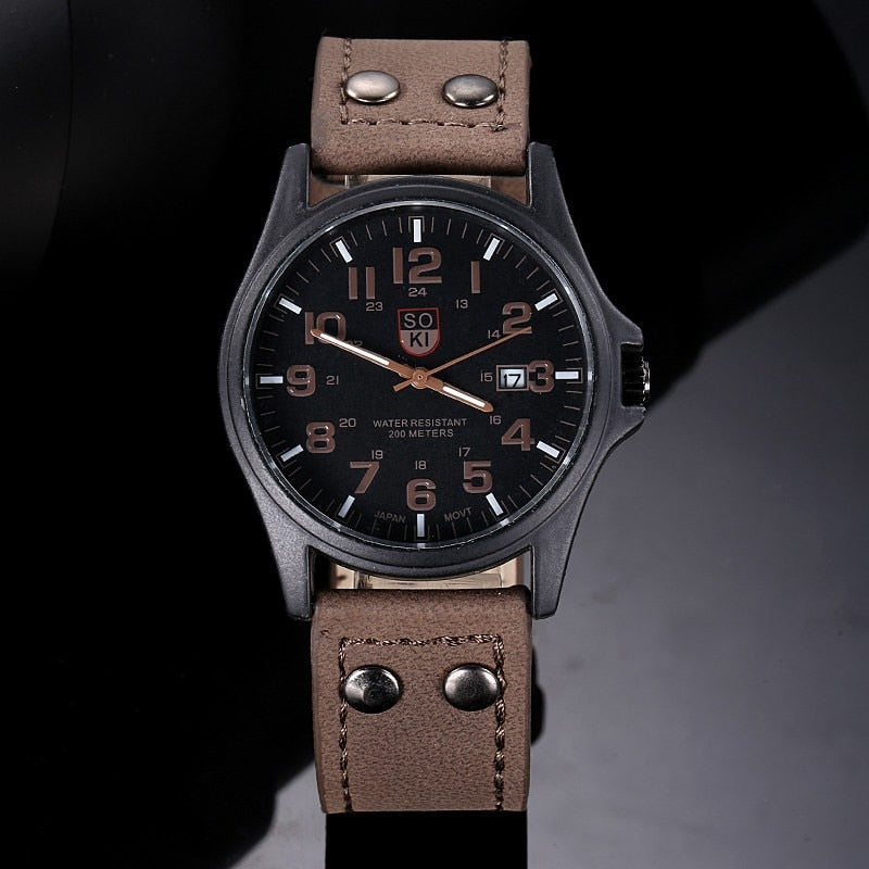 Load image into Gallery viewer, 2022 Vintage Classic Watch Men Watches Stainless Steel Waterproof Date Leather Strap Sport Quartz Army relogio masculino reloj
