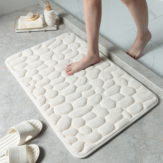 Bath mat, for drying feet, non-slip, patterned pebbles 8_colors.