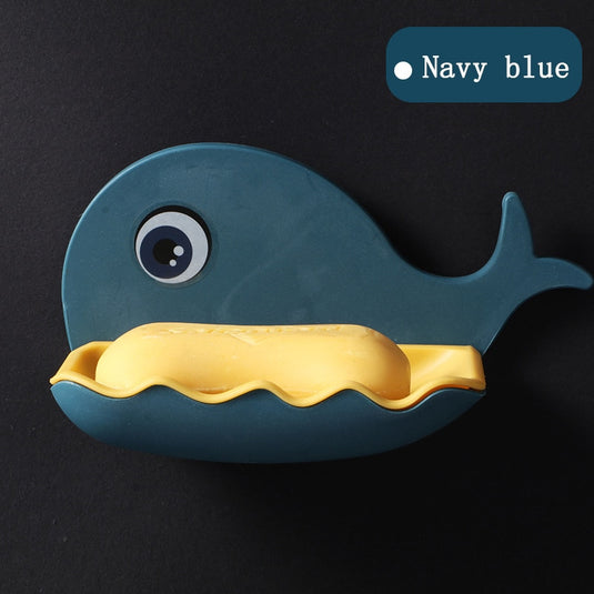 Wall-mounted soap dish for the bathroom or kitchen in the shape of a whale to complete the elegance of the house