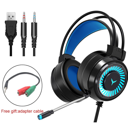 Great gaming headphones RGB lights To salivate and listen to music Soundproof, and with microphone for communication