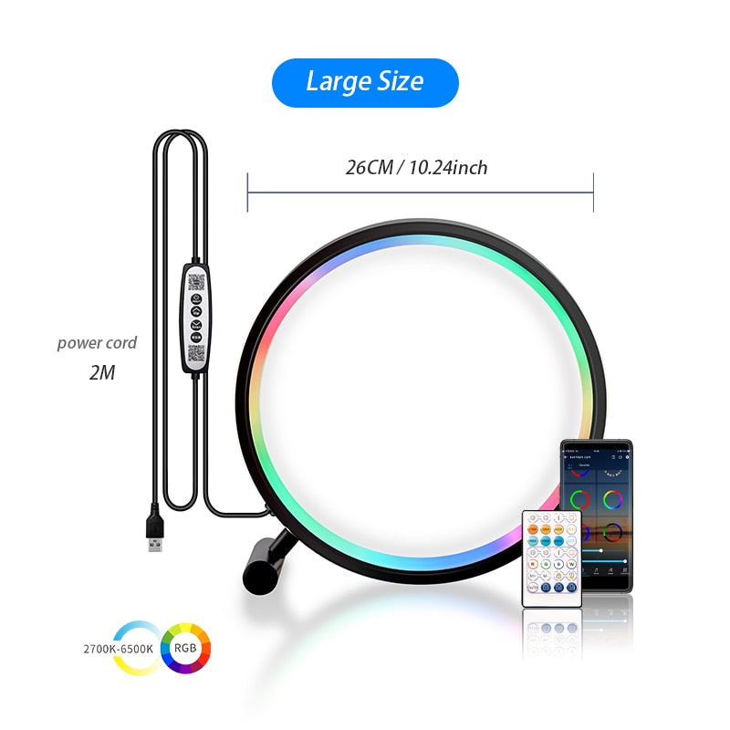 Load image into Gallery viewer, Smart LED Wall Light RGB Desktop Atmosphere Desk Lamp Bluetooth APP Control Suitable For Game Room Bedroom Bedside Decoration
