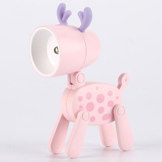 LED Night Light Mini Folding Desk Lamp Cute Pet Lights Dog Deer Dinosaur Flower Portable Night Light Student Living Room Decor