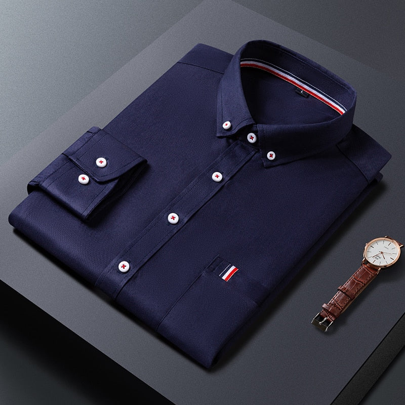 Load image into Gallery viewer, Men's long-sleeved linen shirt, elegant Korean style, for formal wear
