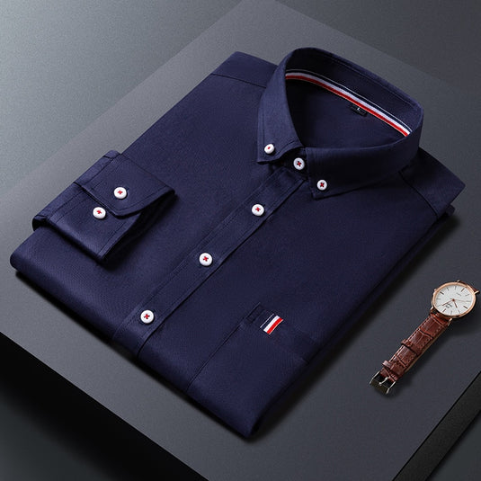 Men's long-sleeved linen shirt, elegant Korean style, for formal wear