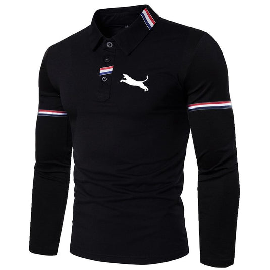 Men's sportwear polo shirt, long sleeves, fits the body