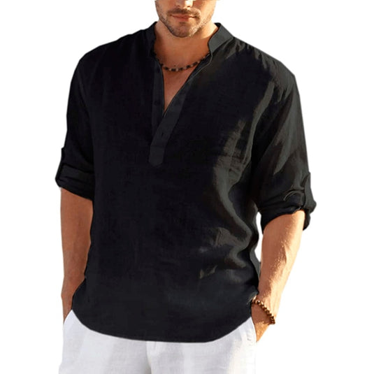 New men's linen and cotton shirt, long sleeves, solid color, top‘s sizes S_5XL,all colors