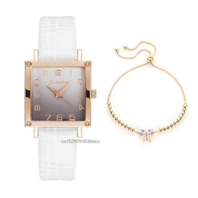 Load image into Gallery viewer, Luxury women's watches, leather bracelet square shape 2022 Fashion gradient colors
