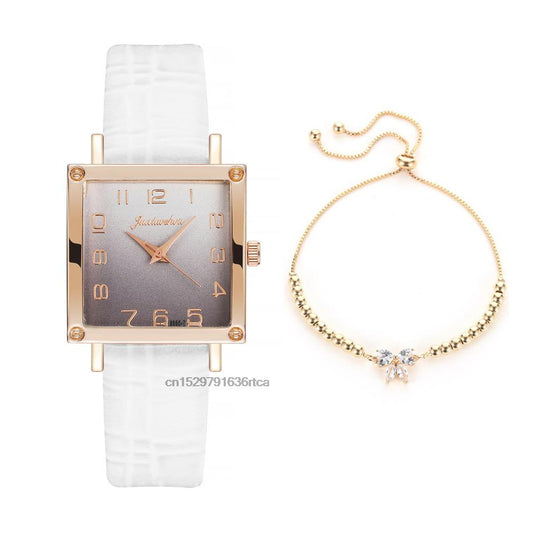 Luxury women's watches, leather bracelet square shape 2022 Fashion gradient colors