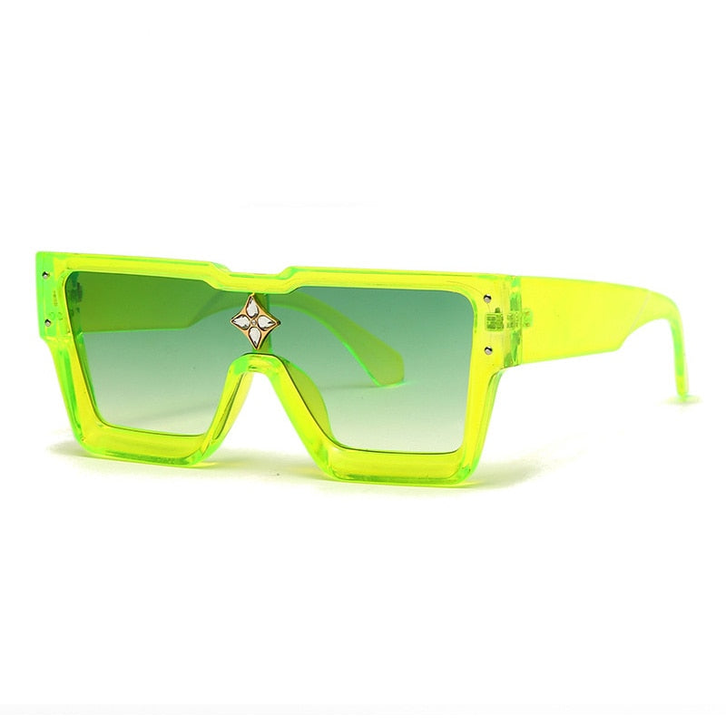 Load image into Gallery viewer, SHAUNA Luxury Crystal Oversized Women Square Sunglasses Trending Shades
