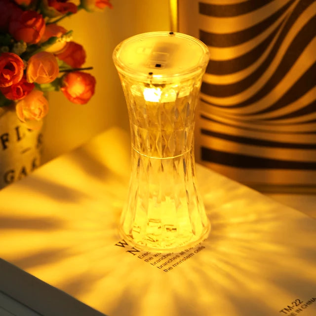 Load image into Gallery viewer, LED bedroom night lamp, made of crystal, works with USB and touch diamond light
