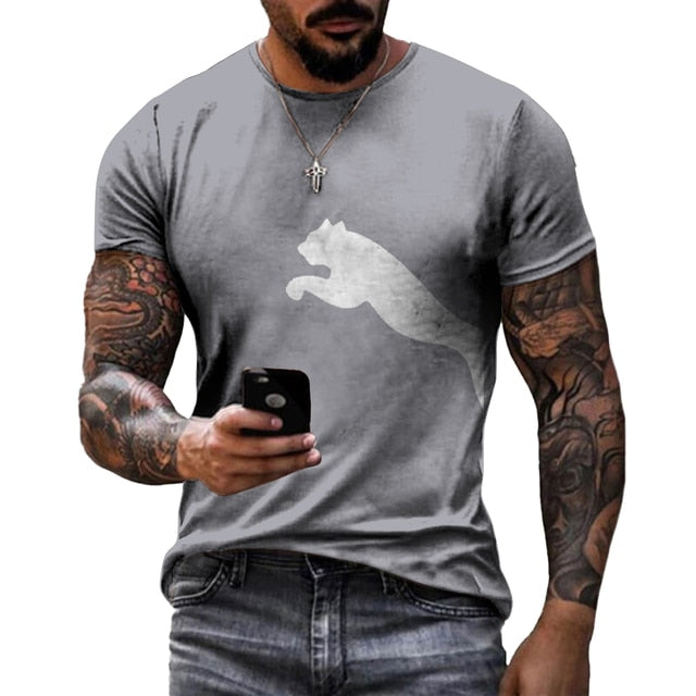 Load image into Gallery viewer, Men's T-shirt 2022 3D drawing of a wolf short sleeves all measurements
