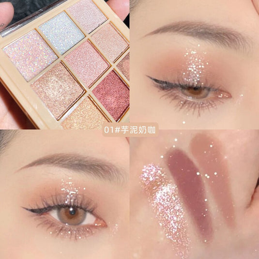 Nine colors of eye shadow, beautiful colors, matte and glossy widgets