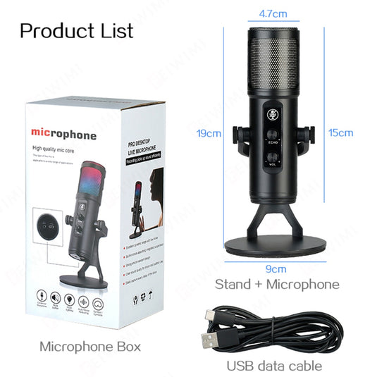 Microphone for video recording For YouTube and for broadcasting directly Works on pc and mac colorful rgb lighting
