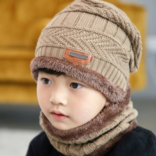 Men's winter hat and scarf, warm in winter, made of wool, two layers. all colors