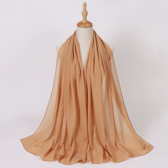 Chiffon scarf and hijab for Muslim women smooth with turban all  colors