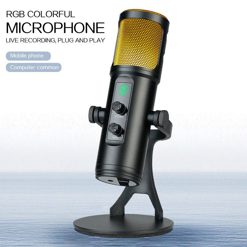 Load image into Gallery viewer, Microphone for video recording For YouTube and for broadcasting directly Works on pc and mac colorful rgb lighting
