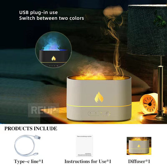 REUP Flame Air Humidifier Essential Oil Ultrasonic Aroma Diffuser