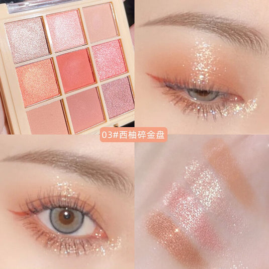 Nine colors of eye shadow, beautiful colors, matte and glossy widgets