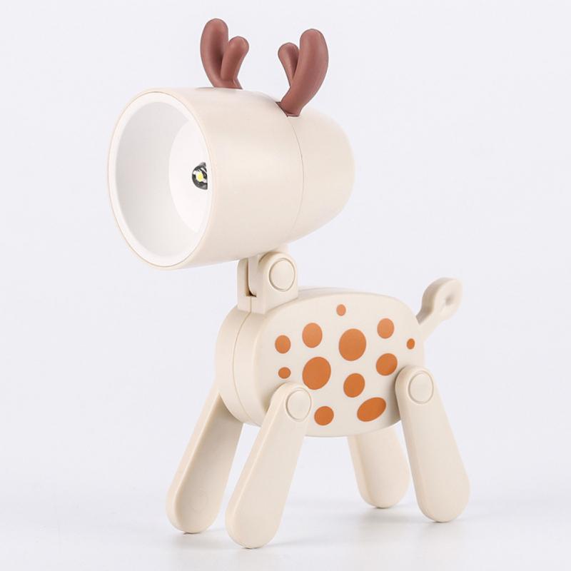 Load image into Gallery viewer, LED Night Light Mini Folding Desk Lamp Cute Pet Lights Dog Deer Dinosaur Flower Portable Night Light Student Living Room Decor

