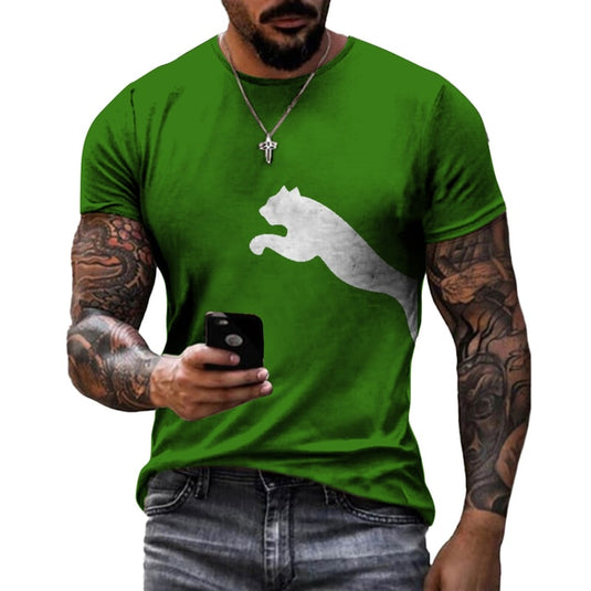 Men's T-shirt 2022 3D drawing of a wolf short sleeves all measurements