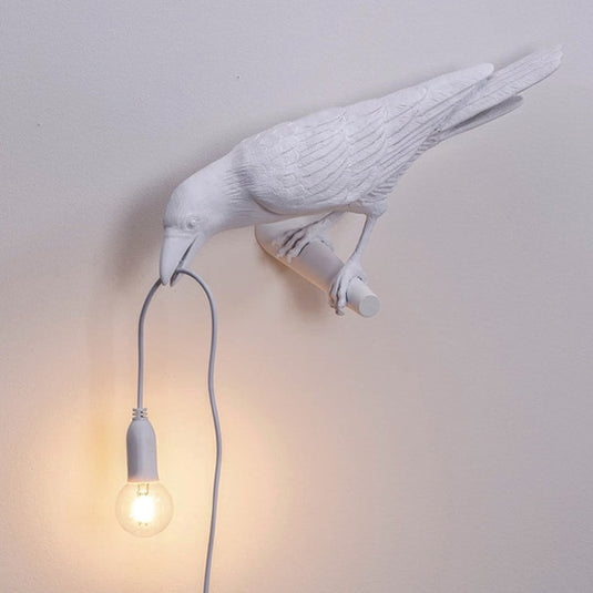 bedroom night lamp shaped like a bird A base for carrying the ball can be placed on the wall Two colors: black and white