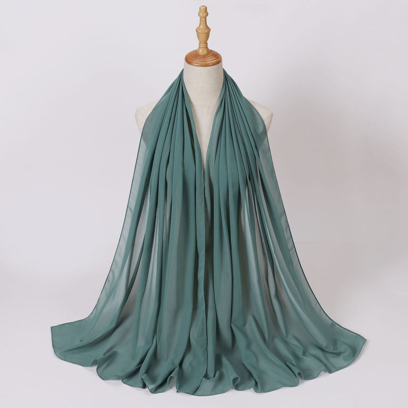 Load image into Gallery viewer, Chiffon scarf and hijab for Muslim women smooth with turban all  colors
