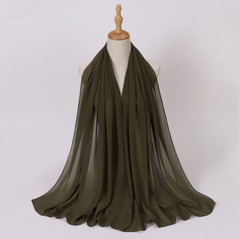 Load image into Gallery viewer, Chiffon scarf and hijab for Muslim women smooth with turban all  colors
