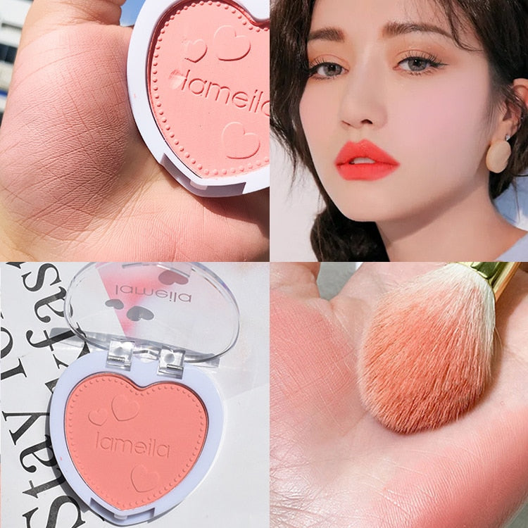 Load image into Gallery viewer, New 6 colors blush makeup palette mineral powder red rouge lasting natural cream cheek tint orange peach pink
