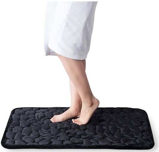 Bath mat, for drying feet, non-slip, patterned pebbles 8_colors.