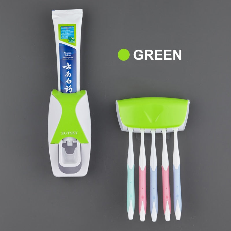 Load image into Gallery viewer, Automatic Toothpaste Dispenser, Toothbrush Holder Set, Dustproof and Sticky Suction, Wall-mounted Bathroom Toothpaste Squeezer

